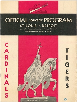 1934 World Series Program - St. Louis Cardinals vs Detroit Tigers